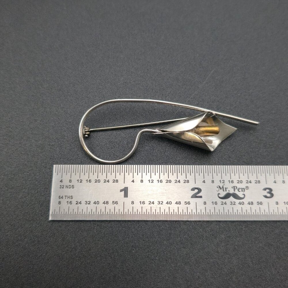 Sterling Silver Calla Lily Flower Pin Brooch B990 - Picture 6 of 7